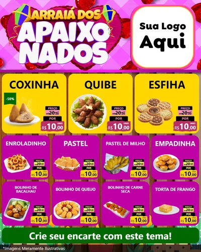 Modelo de Rede Social para Feed Instagram com o tema Arraiá dos Apaixonados para Salgadaria