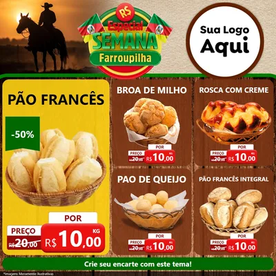 Modelo de Rede Social para Feed Facebook com o tema Especial Semana Farroupilha para Padaria