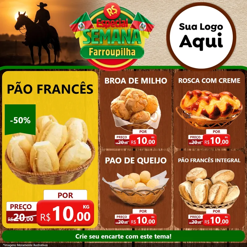 Modelo de Rede Social para Feed Facebook com o tema Especial Semana Farroupilha para Padaria