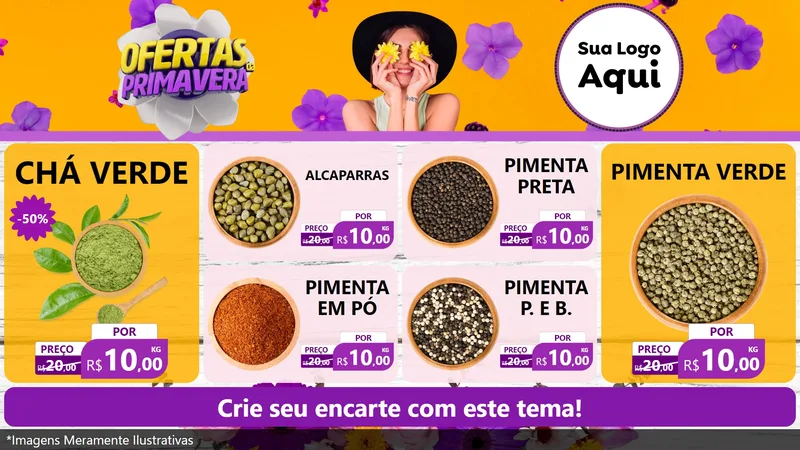 Modelo de TV para TV Horizontal com o tema Ofertas Da Primavera para Produtos Naturais