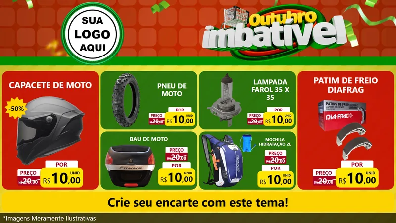 Modelo de TV para TV Horizontal com o tema Outubro Imbatível para Moto peças