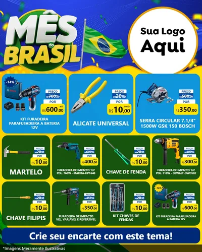 Modelo de Rede Social para Feed Instagram com o tema Mês do Brasil para Maquinas e Ferramentas
