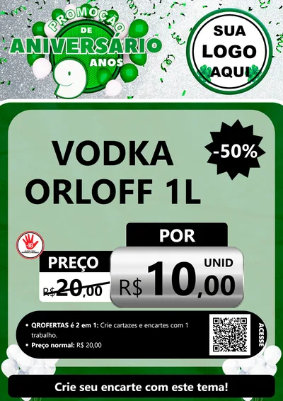 Modelo de Cartaz para Cartaz A4 Vertical com o tema Promoção de Aniversário - 9 Anos para Distribuidora de bebidas