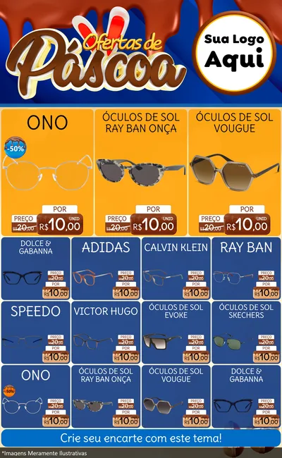 Modelo de Encarte para Encarte Grande com o tema Ofertas de Páscoa para Óticas