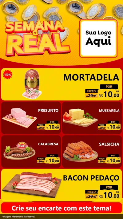 Modelo de TV para TV Vertical com o tema Semana do Real para Frios e Laticínios