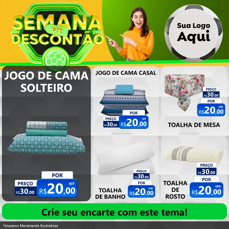 Modelo de Rede Social para Feed Facebook com o tema Semana de Descontão - Copa para Cama, Mesa e Banho
