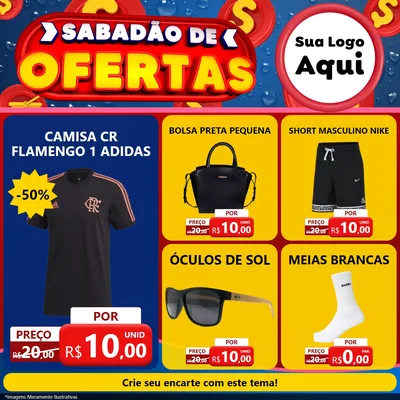 Modelo de Rede Social para Feed Facebook com o tema Sabadão de Ofertas para Roupas e acessórios