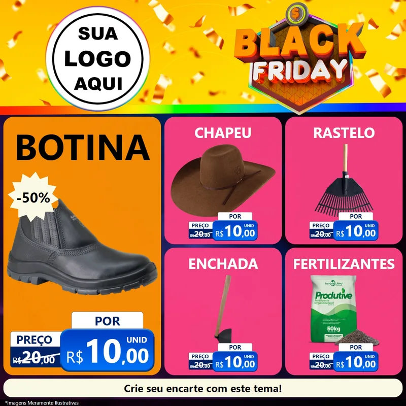 Modelo de Rede Social para Feed Facebook com o tema Black Friday para Agropecuária