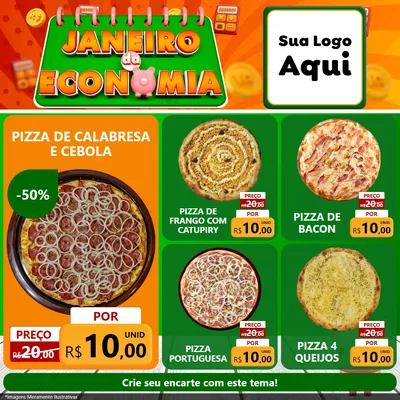Modelo de Rede Social para Feed Facebook com o tema Janeiro da Economia para Pizzaria
