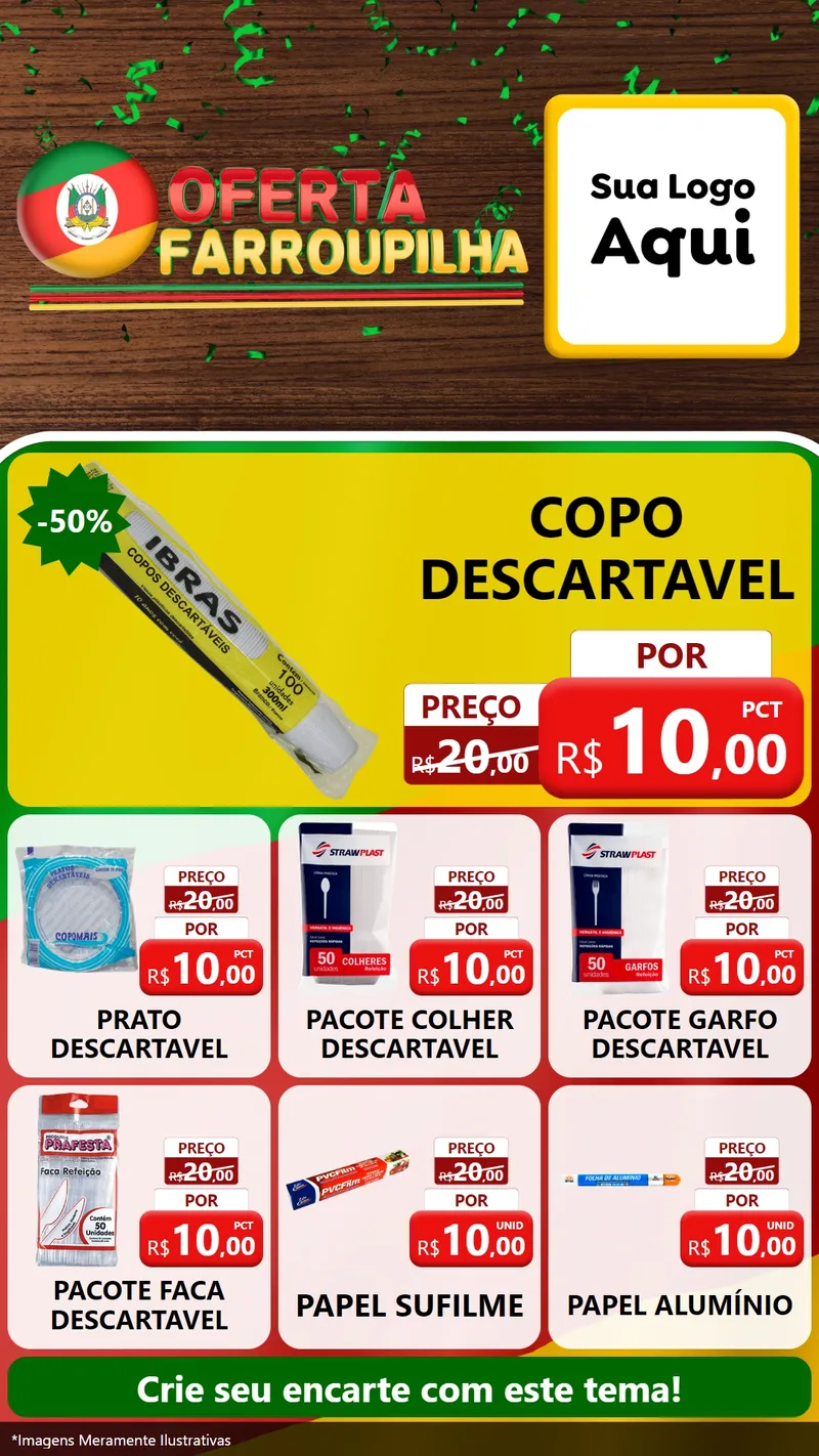 Modelo de Rede Social para Stories com o tema Oferta Farroupilha para Embalagens