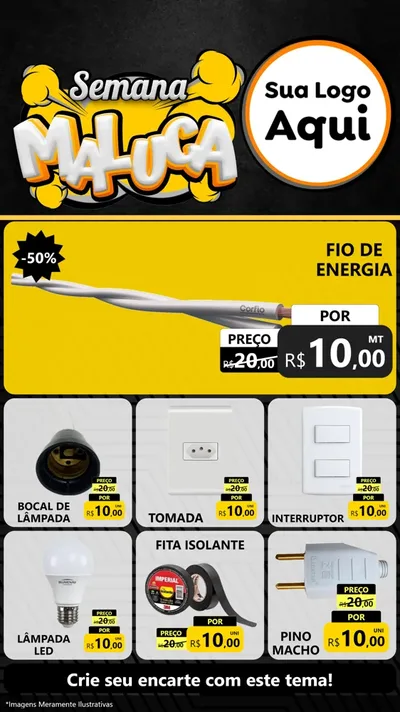 Modelo de Rede Social para Stories com o tema Semana Maluca para Materiais Elétricos