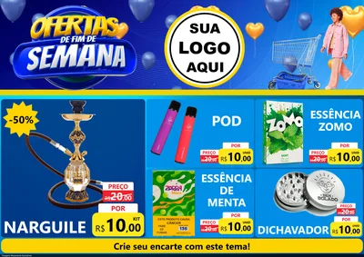 Modelo de Encarte para Encarte A4 Horizontal com o tema Ofertas de Fim de Semana para Tabacaria