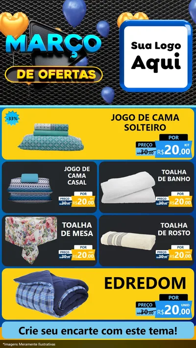Modelo de TV para TV Vertical com o tema Março de Ofertas para Cama, Mesa e Banho