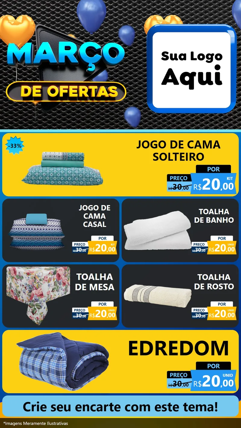 Modelo de TV para TV Vertical com o tema Março de Ofertas para Cama, Mesa e Banho