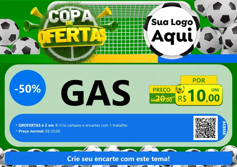 Modelo de Cartaz para Cartaz A4 Horizontal com o tema Copa De Ofertas para Água e gás