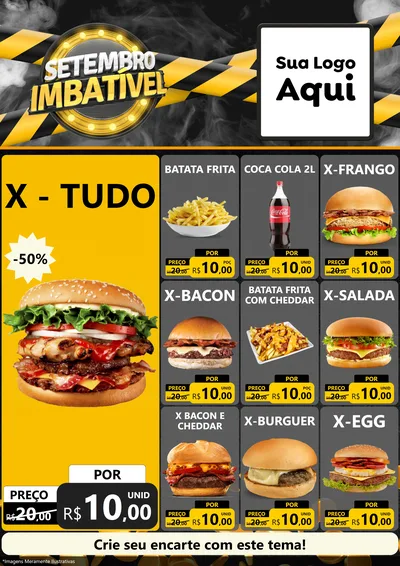 Modelo de Encarte para Encarte A4 Vertical com o tema Setembro Imbatível para Hamburgueria