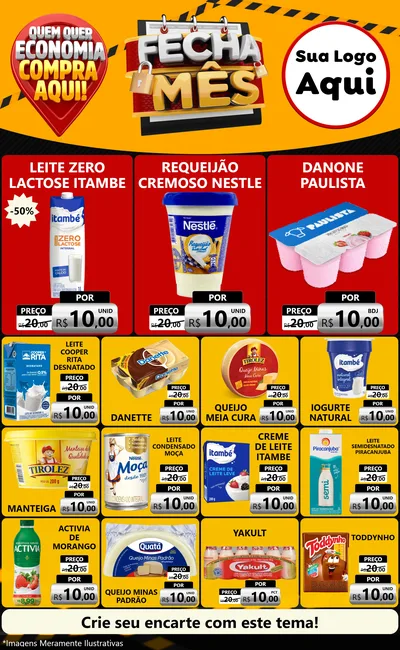 Modelo de Encarte para Encarte Grande com o tema Fecha Mês para Frios e Laticínios