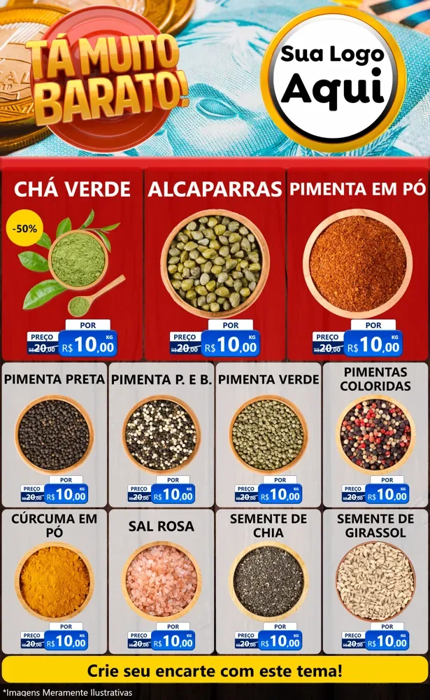 Modelo de Encarte para Encarte Grande com o tema Está Muito Barato para Produtos Naturais