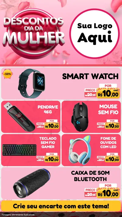 Modelo de TV para TV Vertical com o tema Descontos Dia da Mulher para Informática