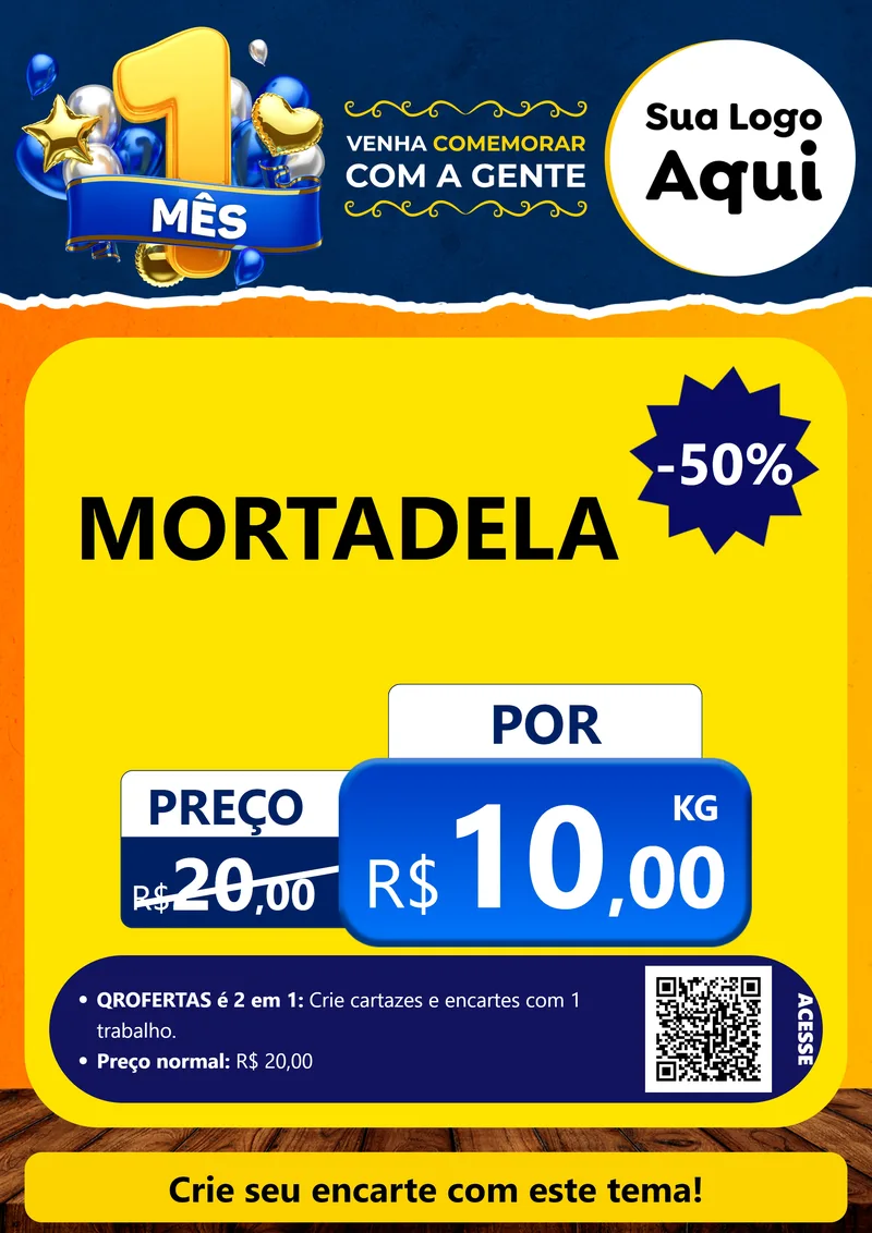 Modelo de Cartaz para Cartaz A4 Vertical com o tema Um Mês de Aniversário para Frios e Laticínios