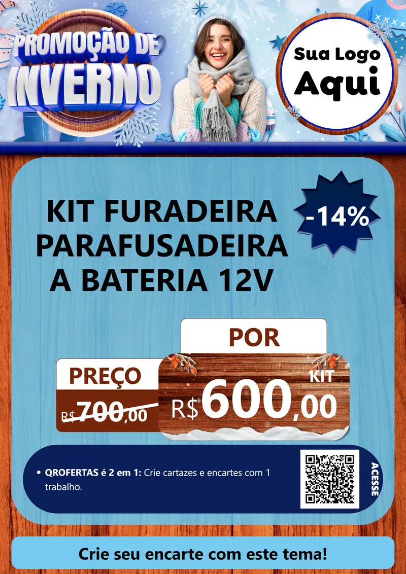 Modelo de Cartaz para Cartaz A4 Vertical com o tema Promoção de Inverno para Maquinas e Ferramentas