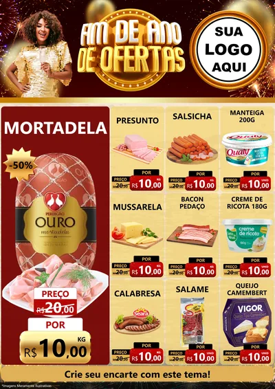 Modelo de Encarte para Encarte A4 Vertical com o tema Fim de Ano de Ofertas para Frios e Laticínios