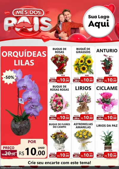 Modelo de Encarte para Encarte A4 Vertical com o tema Mês dos Pais para Floricultura e jardim
