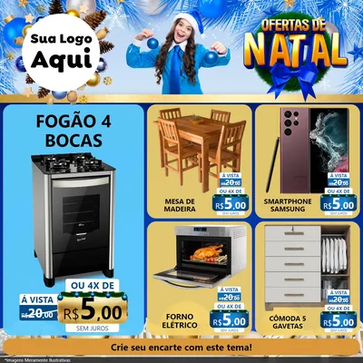 Modelo de Rede Social para Feed Facebook com o tema Ofertas de Natal para Móveis e Eletro
