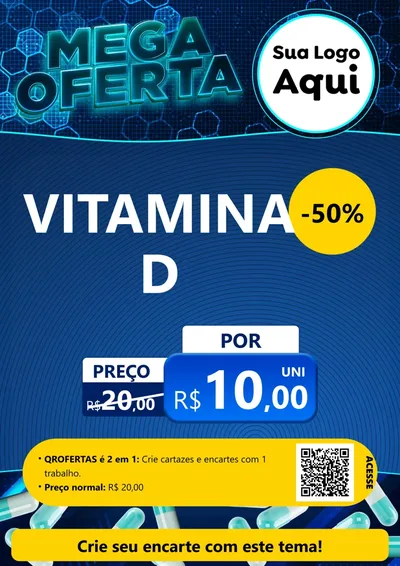 Modelo de Cartaz para Cartaz A4 Vertical com o tema Mega Oferta - Farmácia para Farmácia