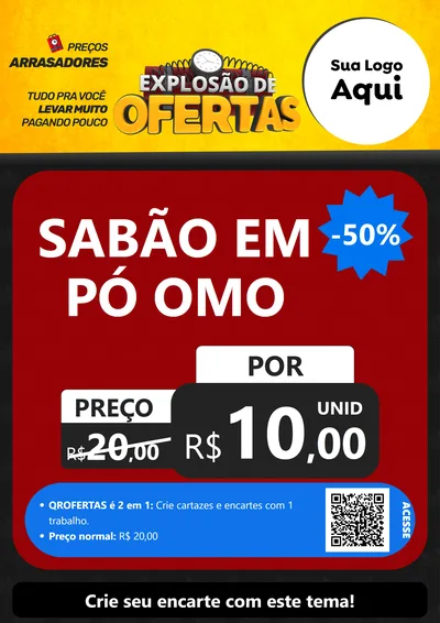 Modelo de Cartaz para Cartaz A4 Vertical com o tema Explosão de Ofertas para Produtos de Limpeza