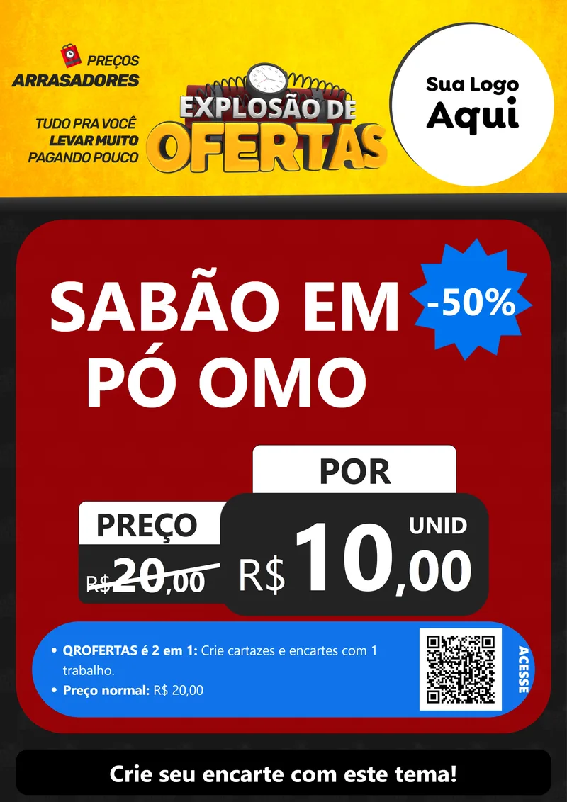 Modelo de Cartaz para Cartaz A4 Vertical com o tema Explosão de Ofertas para Produtos de Limpeza