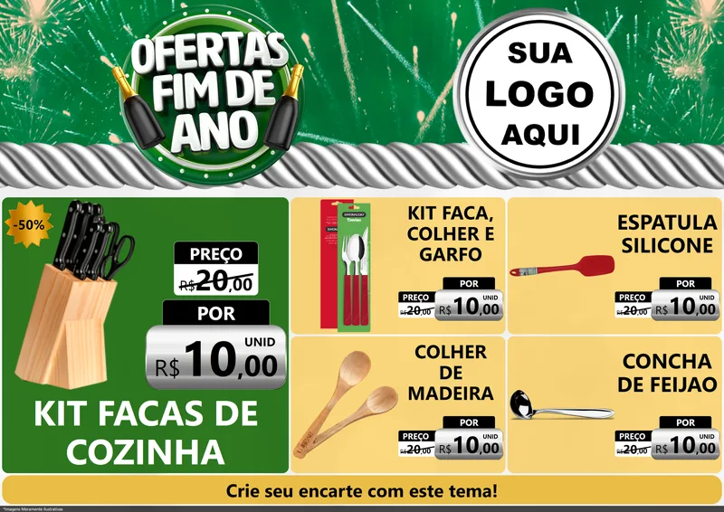 Modelo de Encarte para Encarte A4 Horizontal com o tema Ofertas Fim de Ano para Utilidades Domésticas