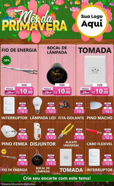 Modelo de Encarte para Encarte Grande com o tema Mês da Primavera para Materiais Elétricos