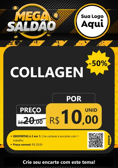 Modelo de Cartaz para Cartaz A4 Vertical com o tema Mega Saldão para Suplementos alimentares