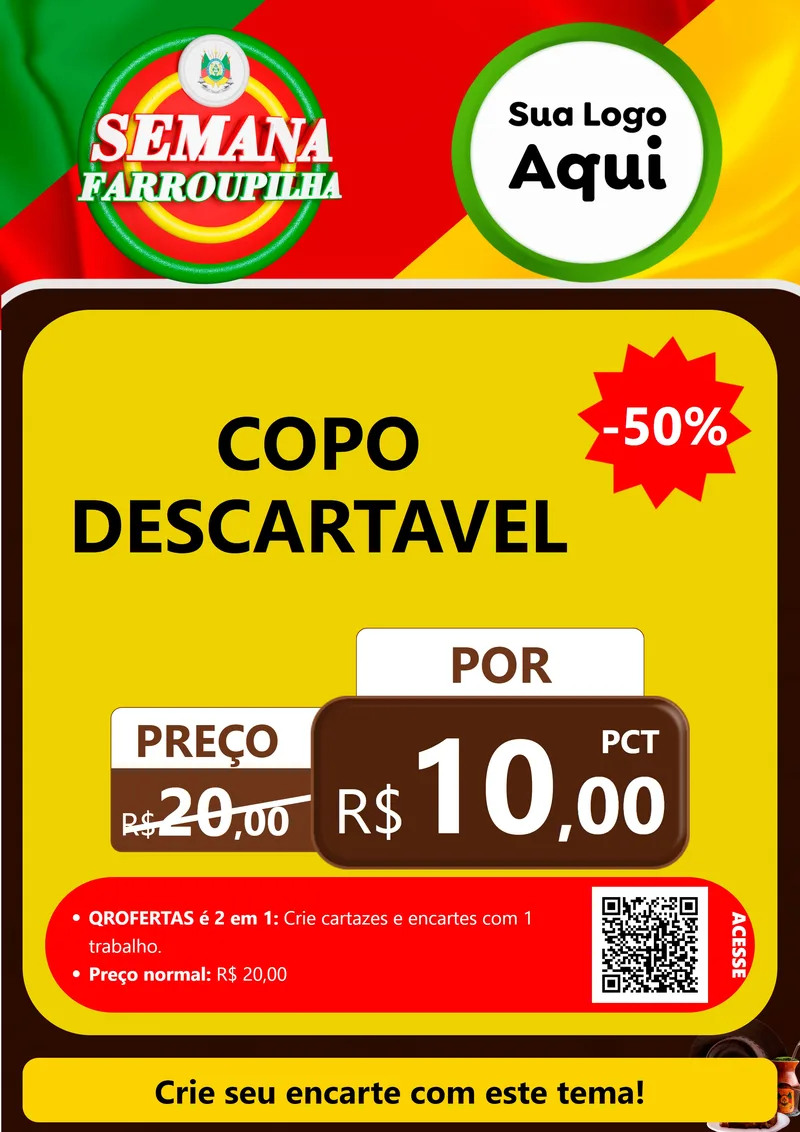 Modelo de Cartaz para Cartaz A4 Vertical com o tema Semana Farroupilha para Embalagens