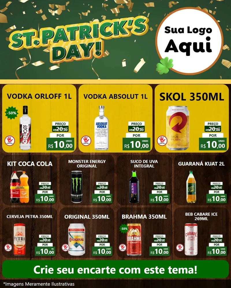 Modelo de Rede Social para Feed Instagram com o tema St Patriks Day para Distribuidora de bebidas