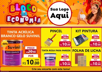 Modelo de Encarte para Encarte A4 Horizontal com o tema Bloco da Economia para Tintas e Ferramentas