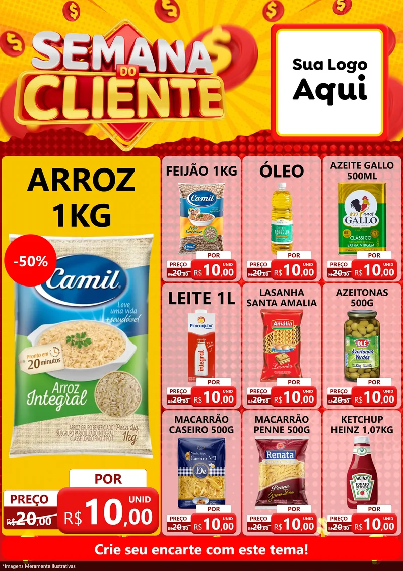 Modelo de Encarte para Encarte A4 Vertical com o tema Semana do Cliente para Supermercado