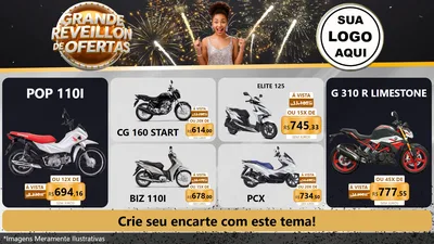 Modelo de TV para TV Horizontal com o tema Grande Réveillon de Ofertas para Concessionaria de Motos