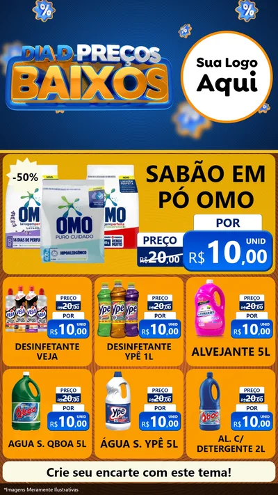 Modelo de Rede Social para Stories com o tema Dia D Preço Baixo para Produtos de Limpeza