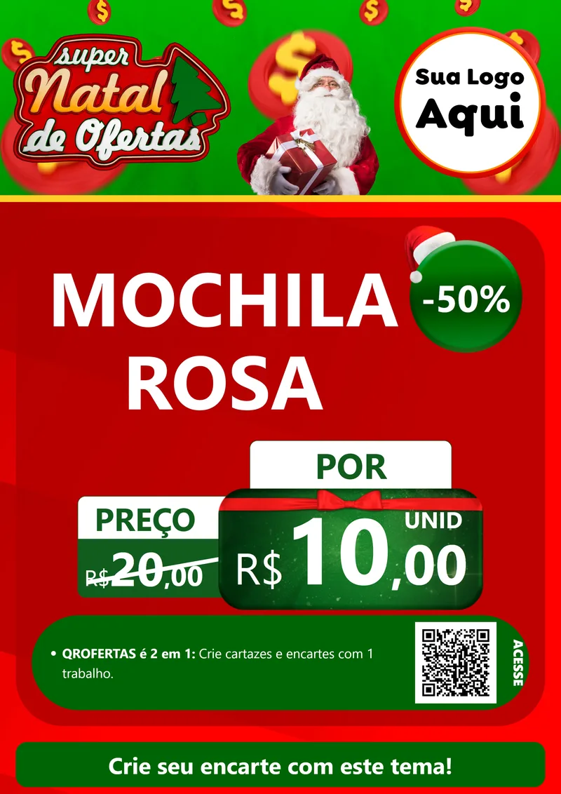 Modelo de Cartaz para Cartaz A4 Vertical com o tema Super Natal de Ofertas para Papelaria