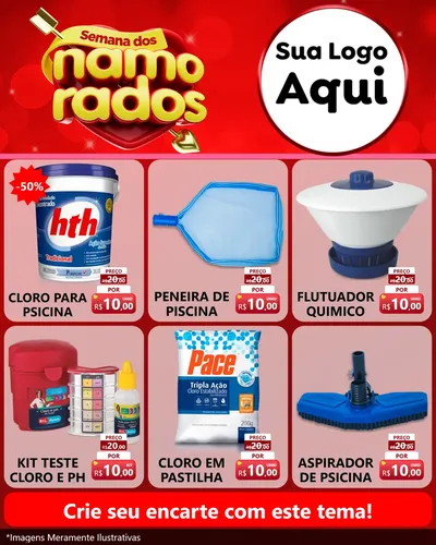 Modelo de Rede Social para Feed Instagram com o tema Semana dos namorados para Produtos para Piscina