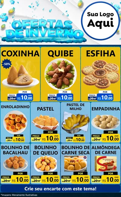 Modelo de Encarte para Encarte Grande com o tema Ofertas de Inverno para Salgadaria
