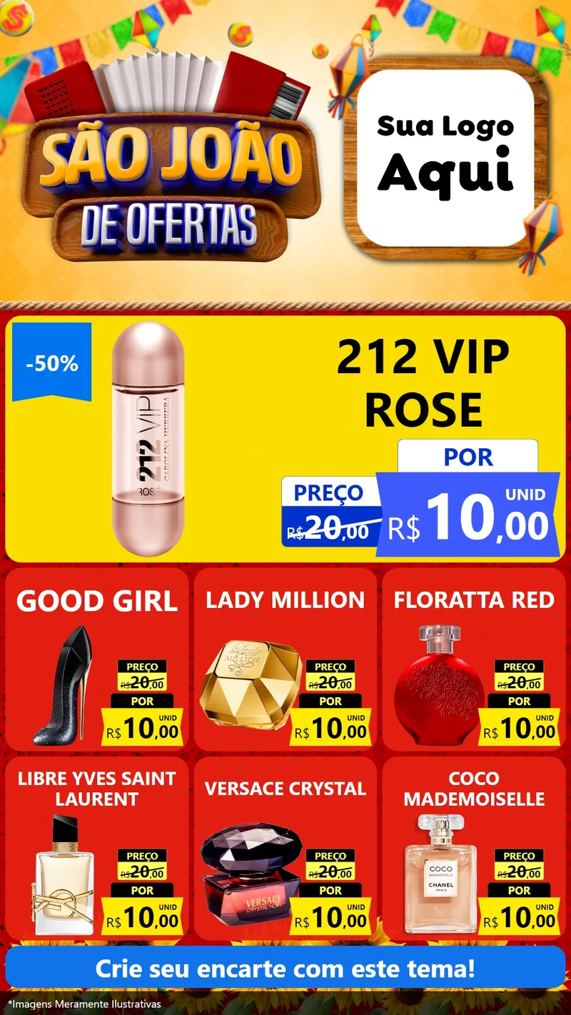 Modelo de Rede Social para Stories com o tema São João de Ofertas para Perfumes