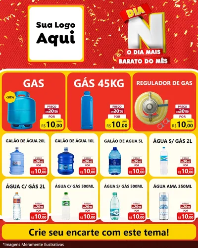 Modelo de Rede Social para Feed Instagram com o tema Dia N o Dia Mais Barato do Mês para Água e gás