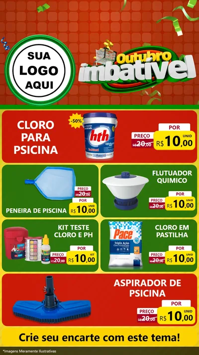 Modelo de TV para TV Vertical com o tema Outubro Imbatível para Produtos para Piscina