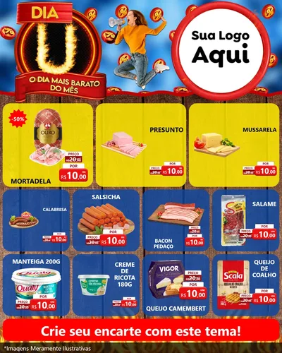 Modelo de Rede Social para Feed Instagram com o tema Dia U - O Dia Mais Barato Do Mês para Frios e Laticínios