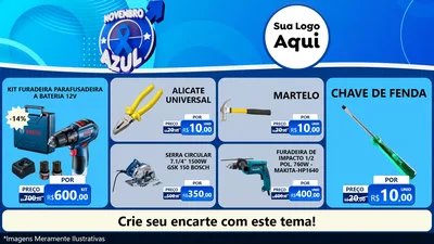 Modelo de TV para TV Horizontal com o tema Novembro Azul para Maquinas e Ferramentas