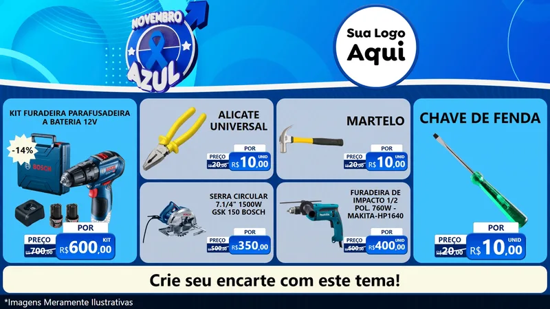 Modelo de TV para TV Horizontal com o tema Novembro Azul para Maquinas e Ferramentas