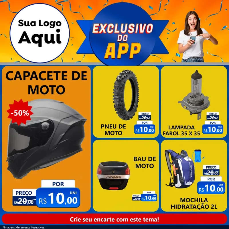 Modelo de Rede Social para Feed Facebook com o tema Exclusivo do Aplicativo para Moto peças